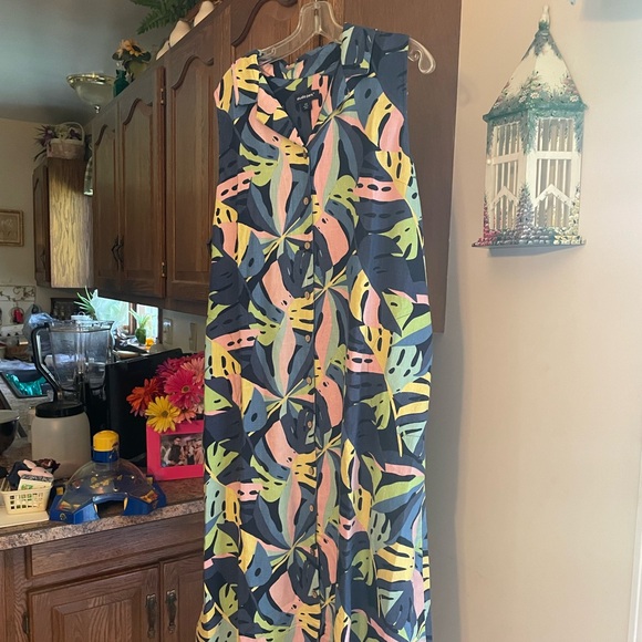 Studio park plus size, button down, floor length, sleeveless linen dress - Picture 1 of 9